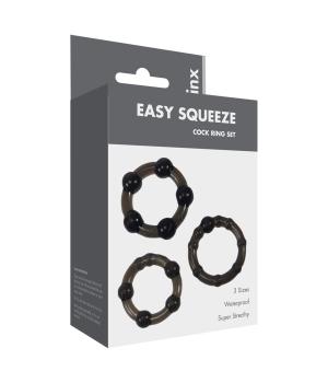 Linx Easy Squeeze Cock Ring Set Black