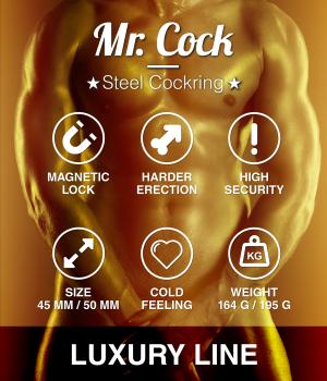 Mr.Cock Luxury Line Steel Cockring Magnetic Lock 45mm