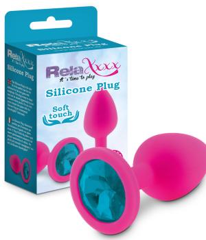 RelaXxxx Silicone Diamont Plug pink/blue Size M