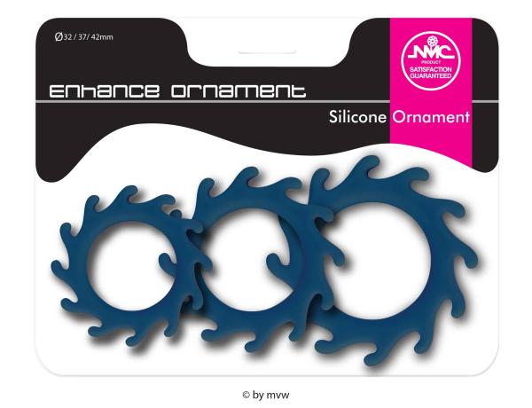 Enhance Ornament Silicone Cockring Set Blue NETTO
