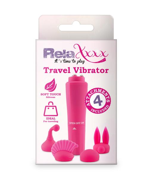 RelaXxxx Travel Massager pink 4 Attachments NETTO