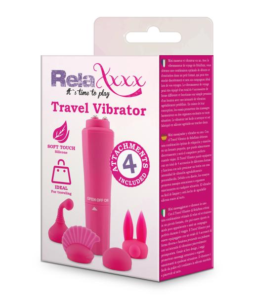 RelaXxxx Travel Massager pink 4 Attachments NETTO